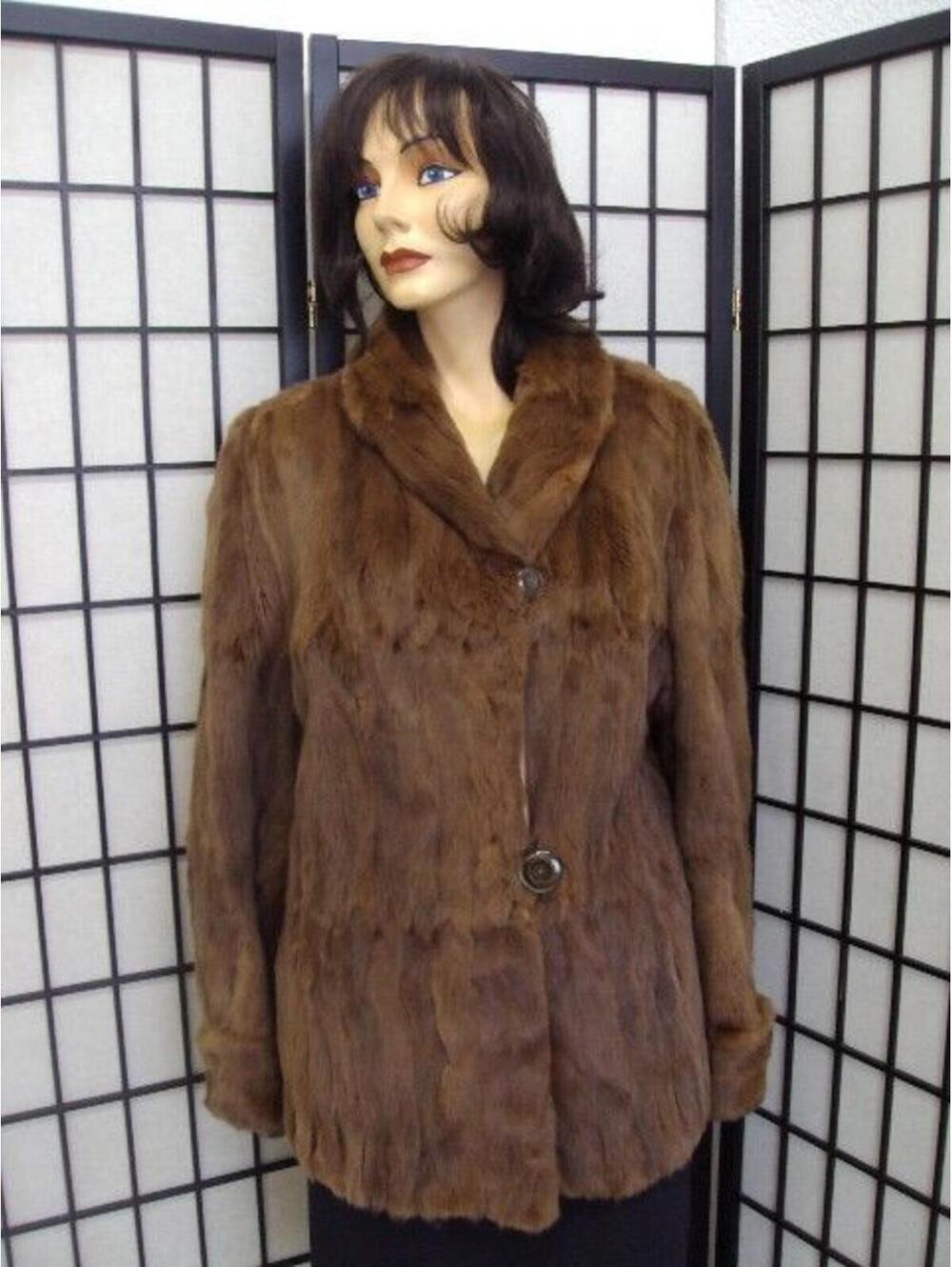 MINT BROWN SQUIRREL FUR JACKET COAT WOMEN WOMAN SIZE 10 MEDIUM